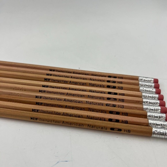 Lot of 9 Vintage Eberhard Faber American Naturals Pencils No 2 HB 100% Wood USA - Picture 2 of 6